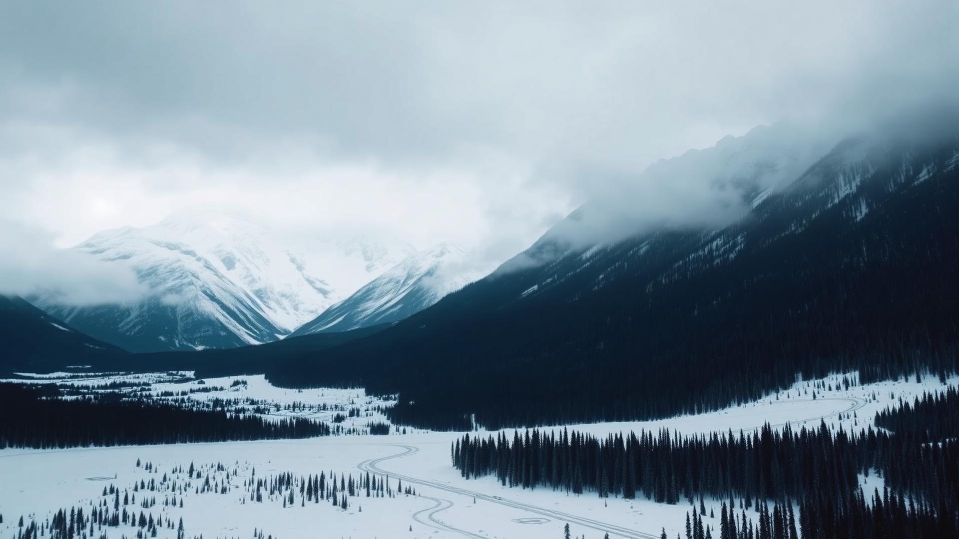 The Chugach mountains under heavy snow